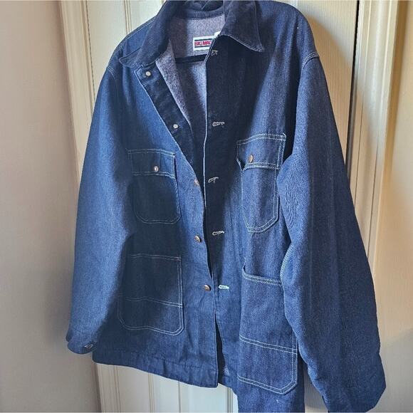Vintage 1960-1970's Big Mac Denim Fleece Lined Work Wear Coverall Jacket Utility - Picture 10 of 12